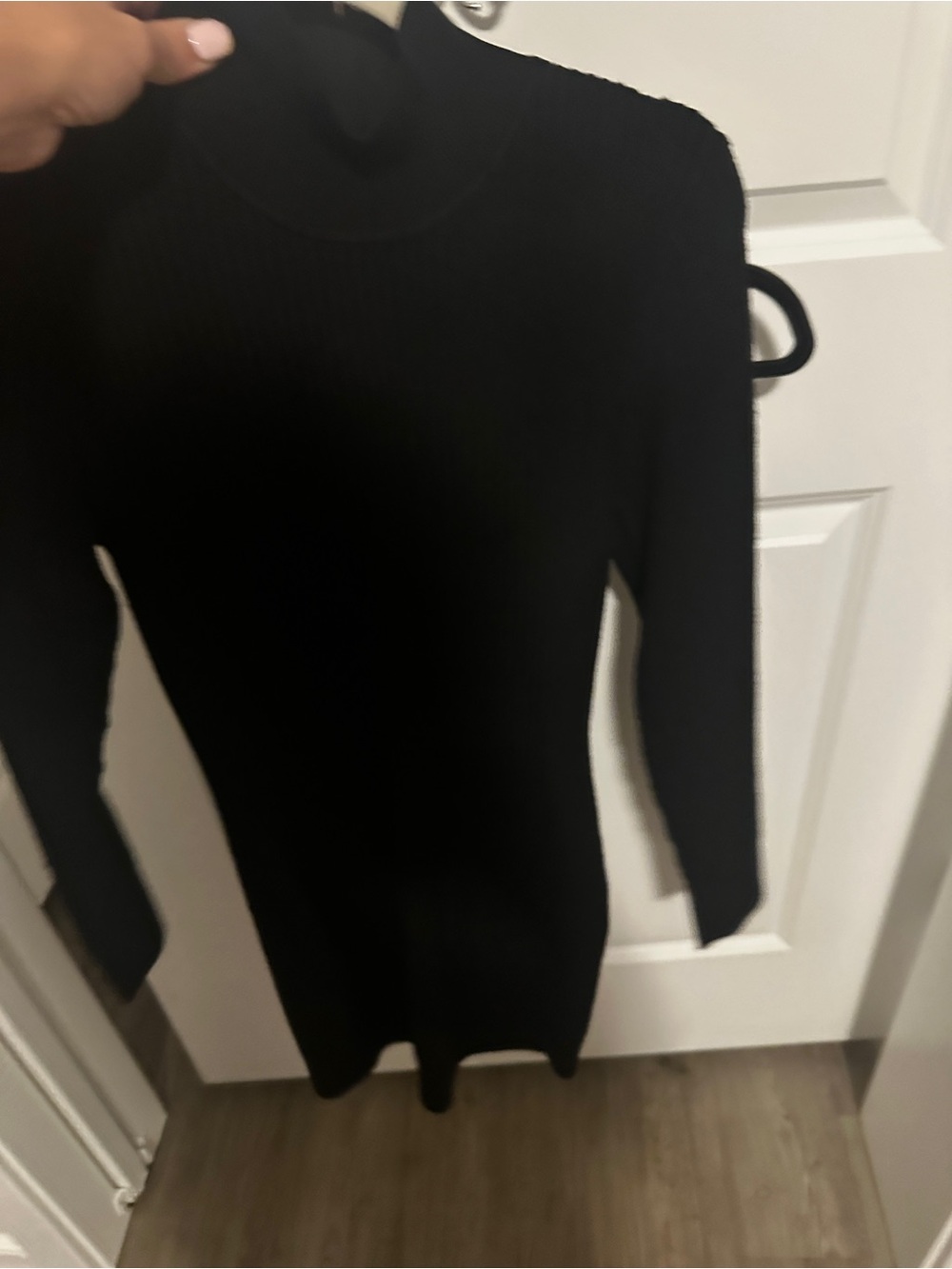 Black Ribbed Turtleneck Sweater Dress